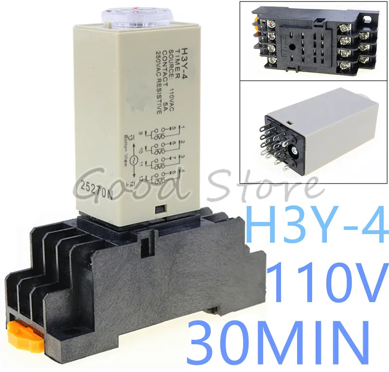 10Sets H3Y 4 0 30Min 110VAC Power On Time Delay Relay Solid State Timer