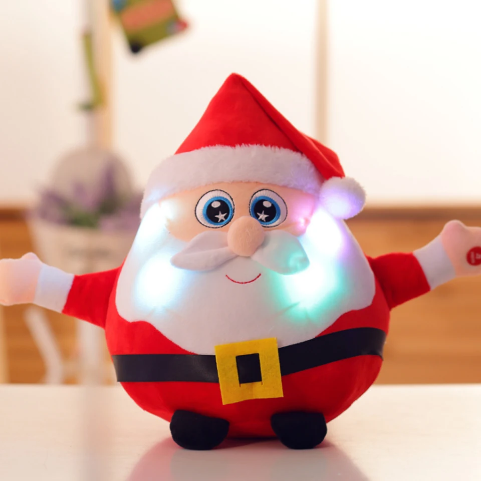 Tronzo Новогоднее украшение 25/35 см плюшевые олень Санта Клауса Рождественский песню и проблесковый маячок на шнуровке плюшевые игрушки для детей