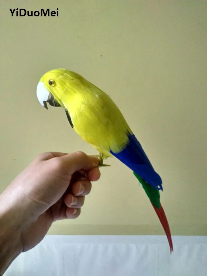 

artificial bird model foam&feathers yellow parrot bird large 32cm handicraft prop home garden decoration gift p0179