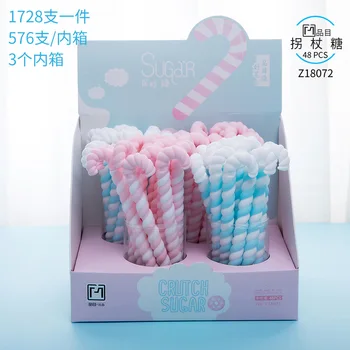 

48 Pcs Gel Pens Kawai Cartoon Candy Cane Black Colored Gel-ink Pens for Writing Cute Stationery Office School Supplies