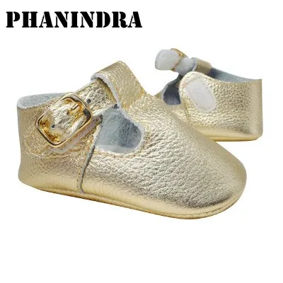Phanindra из натуральной кожи с пряжкой; большие размеры паста Детские Мокасины Мягкие Moccs ребенка девочки, которые делают первые шаги; детская обувь