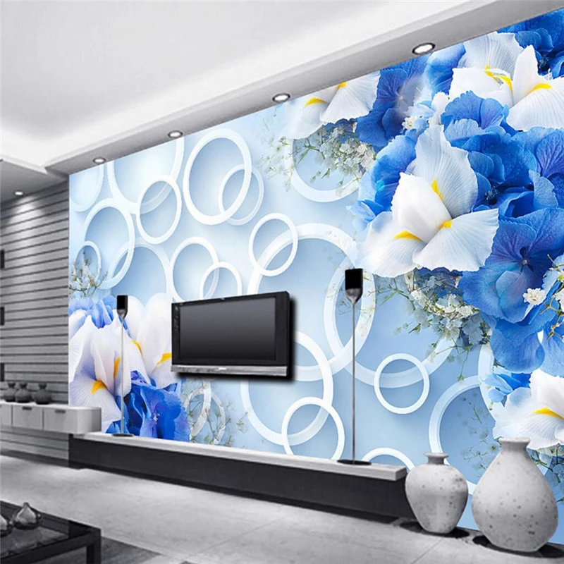 Beibehang ブルー夢 3d 花カスタム 3d 壁画壁紙寝室 Livig ルームのテレビソファ背景の壁の紙 3d 写真壁紙ホーム Custom 3d Mural Wallpaper Photo Wall Paper3d Mural Aliexpress