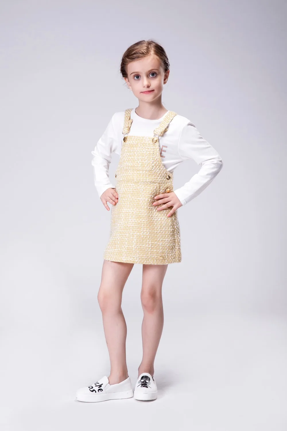 2016 Autumn baby girl suspender frock fancy smoking suspender dress for