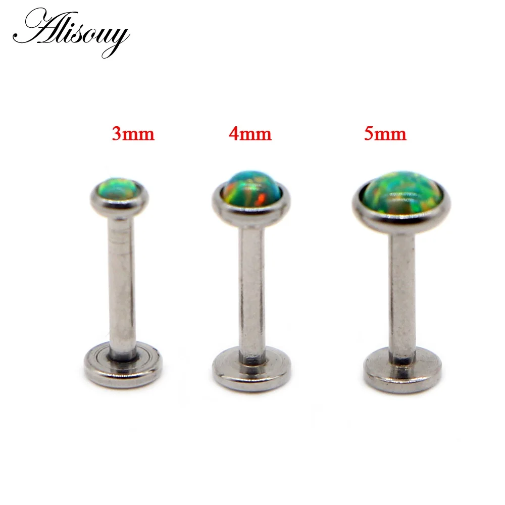 1Pc 16G Opal Piercing Labret Stud Langue Lip Stud Piercing Ear Cartilage Ear Stud Ombligo Earring Ear Piercing Body Jewelry 