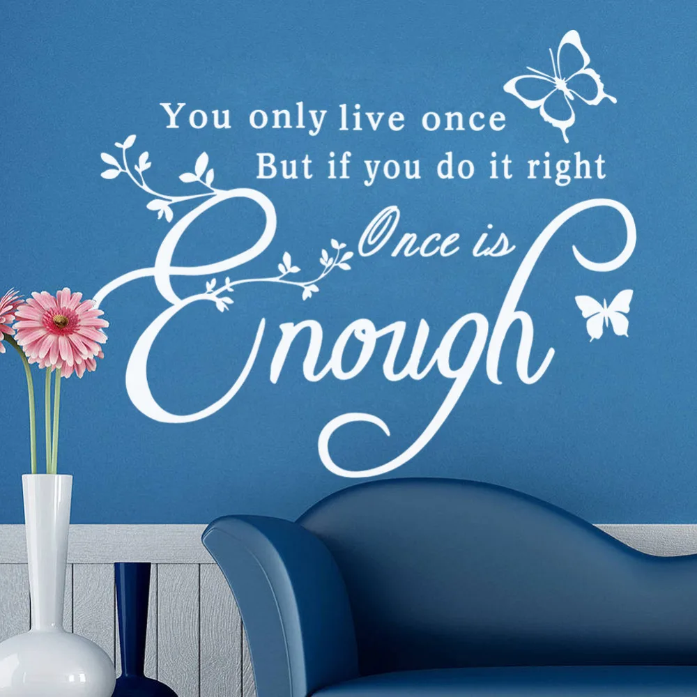 ce is enough creative quotes butterfly wall sticker Inspirational Wall Decals Home decoration Wallpaper in Wall Stickers from Home & Garden on