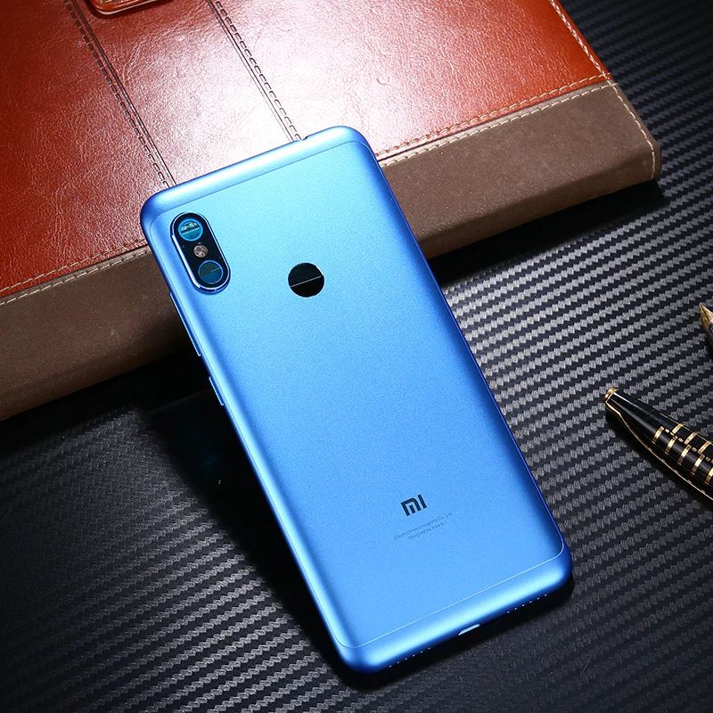 Чехол для задней батареи для Xiaomi Redmi Note 6 Pro Global чехол запасные части кнопки громкости питания+ объектив камеры - Цвет: Blue