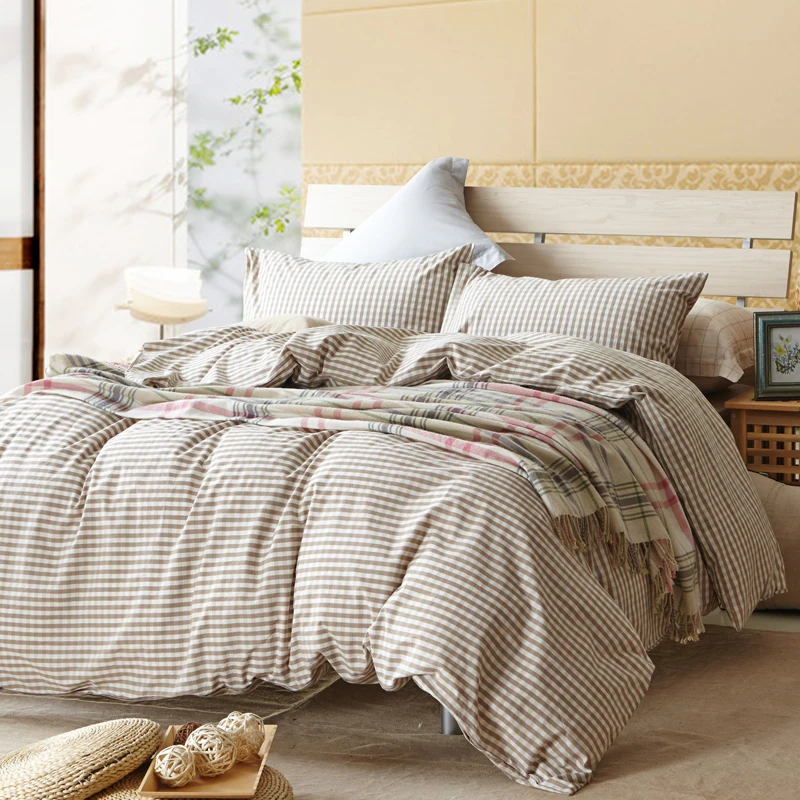 beige plaid brief plaid sheets queen king twin duvet cover set 100 100 cotton queen sheet sets