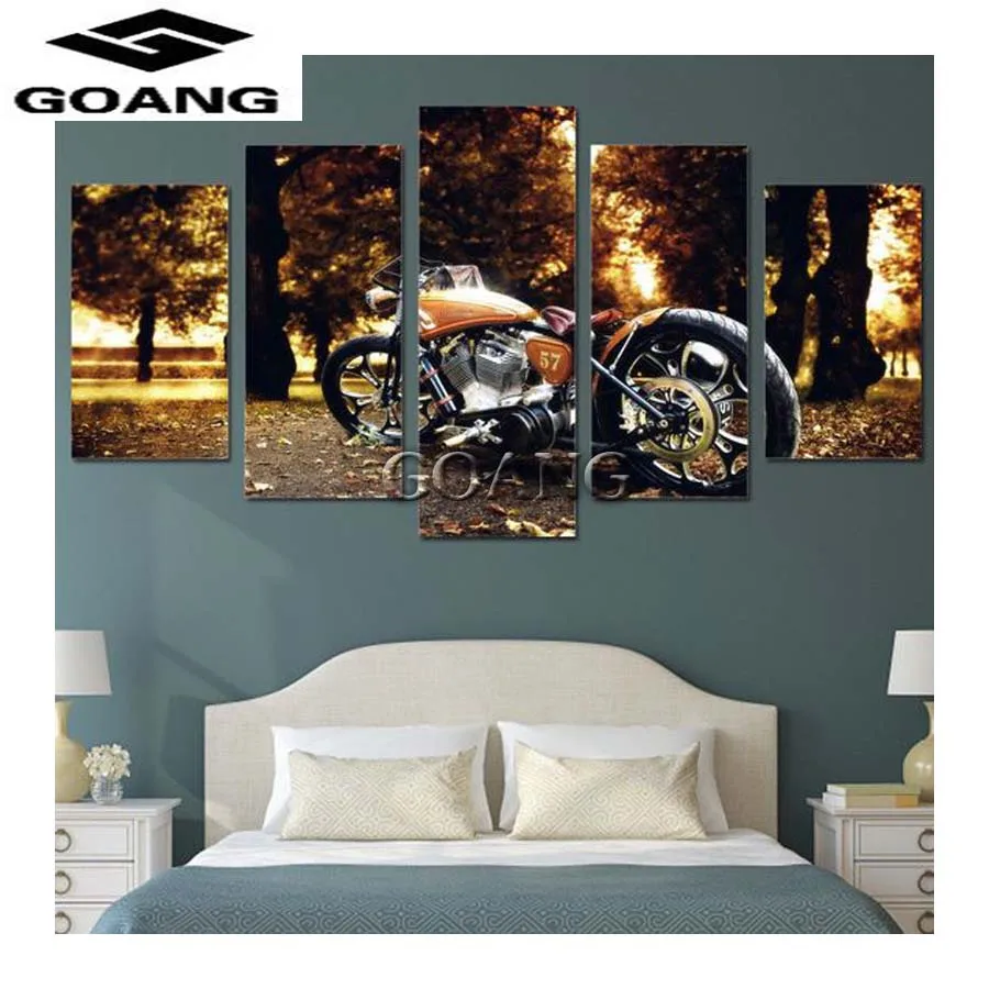 

5pcs motorcycle forest scenery diy diamond painting cross stitch mosaic home decoration square drill 5D diamond embroidery