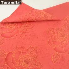 Teramila Ткань хлопок саржа Материал quiting с красным Золотая Роза конструкции текстильной DIY для Постельные принадлежности Свадебные украшения см