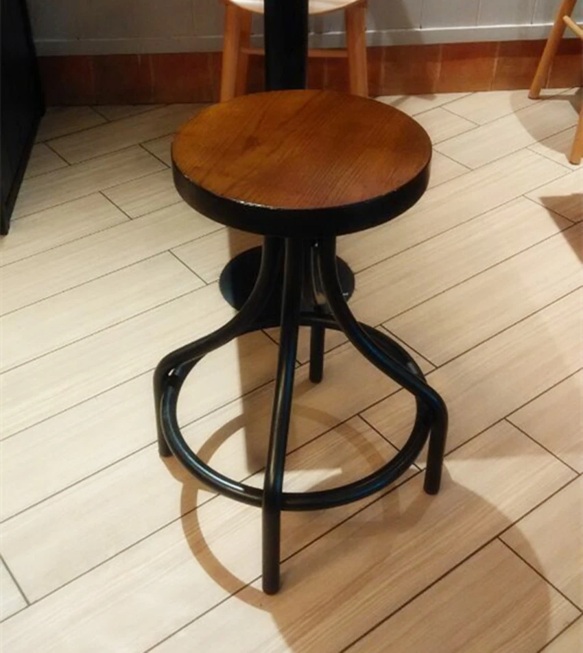 Loft American Country Wrought Iron Bar Stools Retro Bar Chairs Solid Wood Dining Tables And Chairs