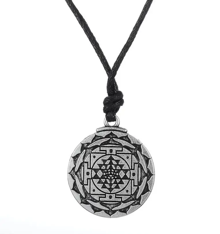 Dawapara, Португалия, мандала, чакра, 3rd Eye, индийская богиня, Йога, Sri Yantra, Wiccan, Pagan, панк, Мужская веревка, ожерелье, ювелирные изделия, Индия - Окраска металла: style 1