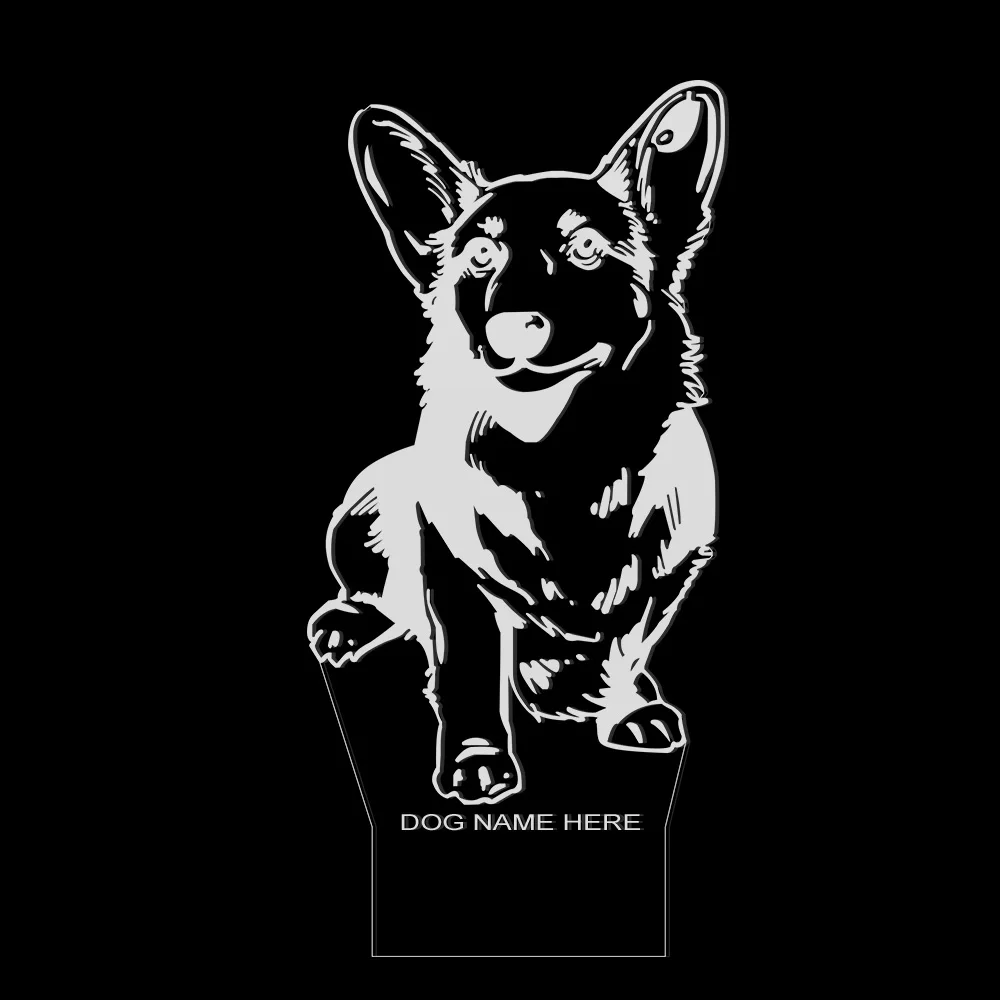 With custom name Из изображением собаки породы Вельш-корги-кардиган собака 3D Оптическая иллюзия Ночной светильник Современный Настольный визуальный светильник Декор животное собака щенок светодиодный ночник - Цвет: With custom name