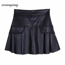Кожаная юбка короткие юбки женские весна зима красный черный высокая талия из искусственной кожи мини юбки размера плюс женская короткая юбка