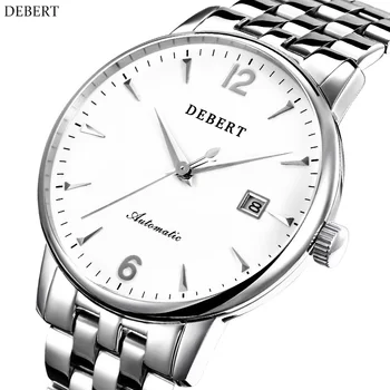 

40mm Debert White Dial Sapphire Glass Rose Case Genuine Leather Strap male clock mechanical luxury top brand Automatic men watch