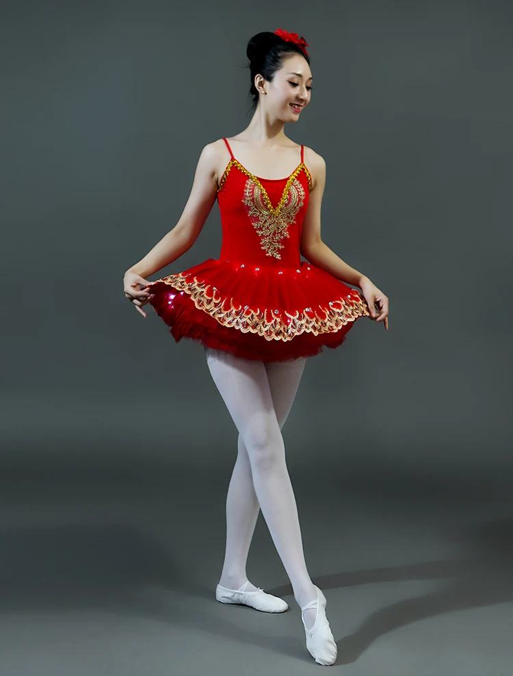 Профессиональный балетное представление костюмы носить женщины Лебединое озеро люминесцентные Одежда для танцев свет