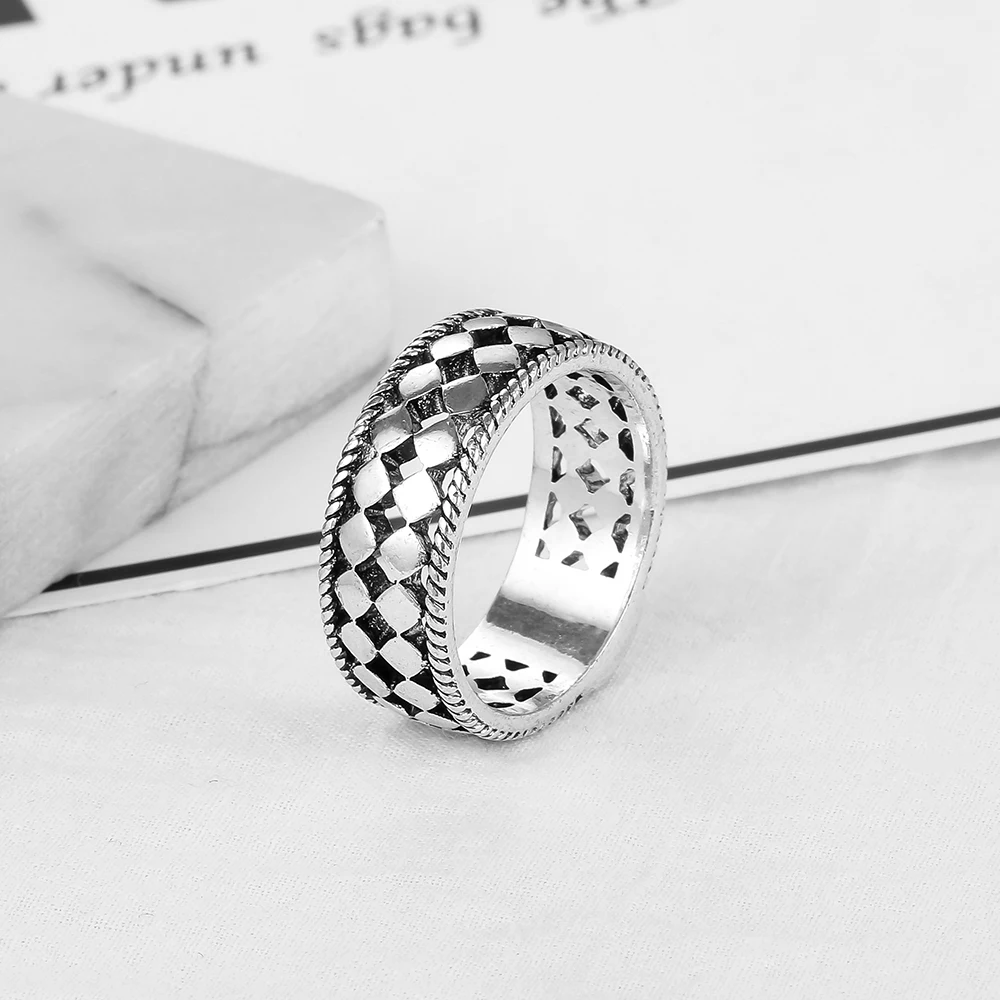 Древний серебряный цвет мода шин Pattern мужские Будды звено цепи кольцо перста