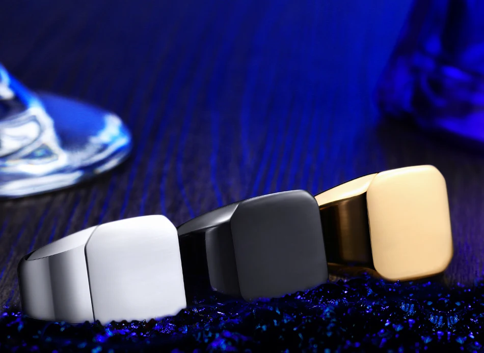 BEIER, мужское полированное модное байкерское кольцо из нержавеющей стали 316L, уникальное серебряное Золотое черное квадратное кольцо для мужчин, подарок BR8-177