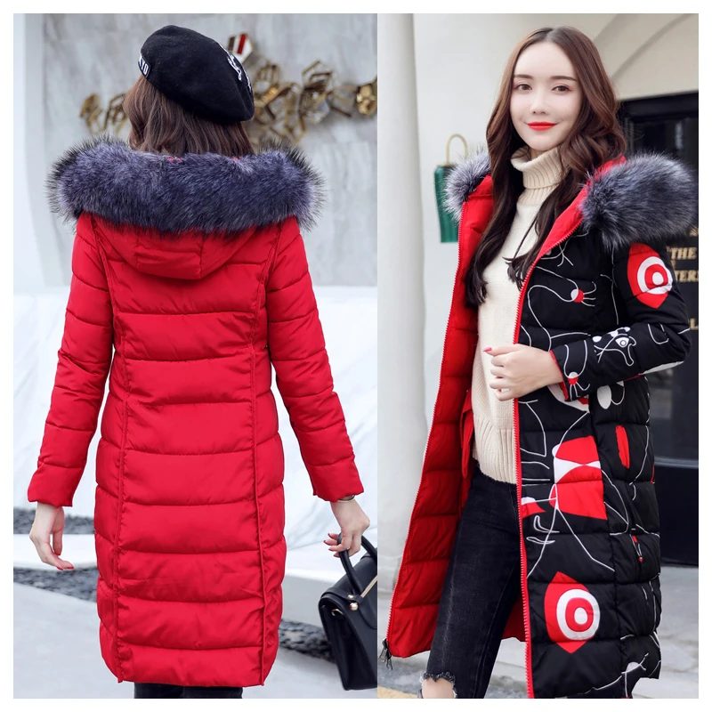 Обе стороны можно носить зимние женские куртки Высокое качество Новые женские пальто Длинная парка с хлопковой подкладкой Camperas Mujer