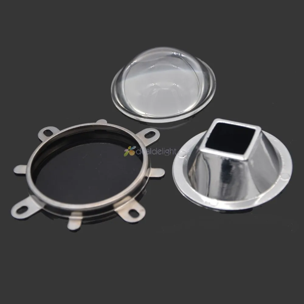 

1 Set 57mm Water Clear Glass Lens + 58mm Reflector Collimator Base Housing + Fixed bracket for 20W-100W LED Lights Lamp