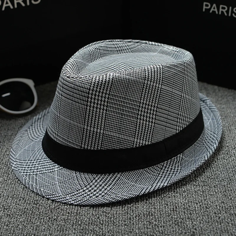 Летние шляпы, разноцветные, на выбор, однотонная соломенная шляпа для женщин, пляжные шляпы, повседневные Панамы, солнечные шляпы в стиле джаз, кепки в британском стиле - Цвет: belt grey stripes
