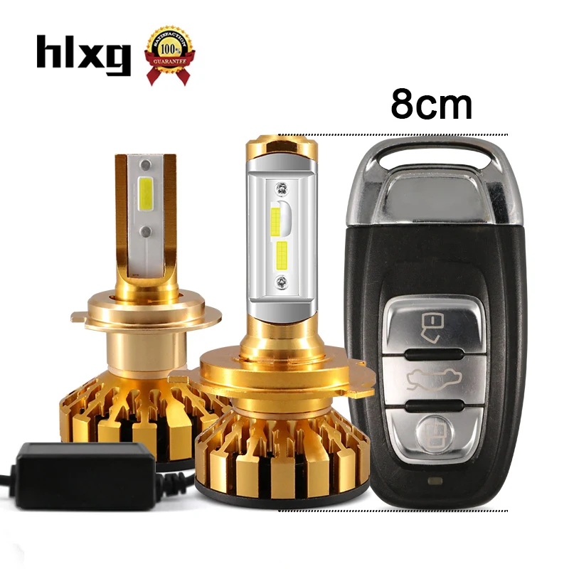 hlxg 2PCS Mini H1 H11 HB3 HB4 9006 H4 H7 LED Conversion Kit Anti EMC