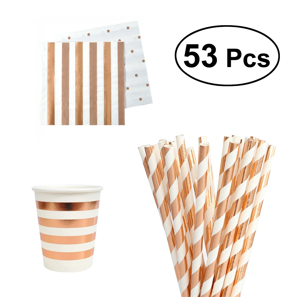 

Stripe Pattern Stylish Nontoxic Paper Disposable Tableware Set Party Supplies for Christmas Birthday Carnival