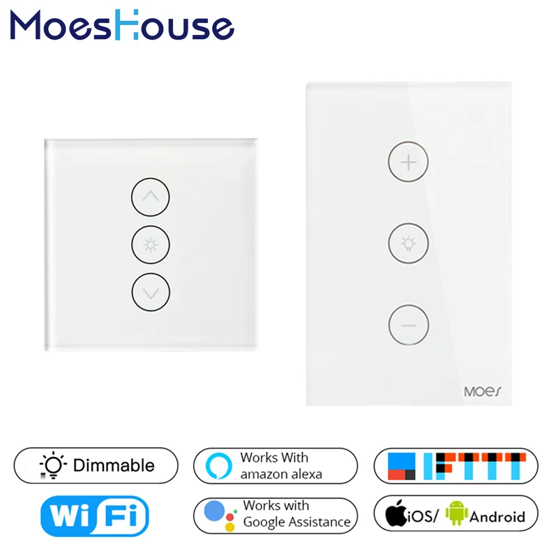 online Wifi Inteligente Interruptor de Parede Light Touch Dimmer UE REINO UNIDO EUA Padrão APP Controle Remoto Funciona com o Amazon Alexa e O Google Em Casa