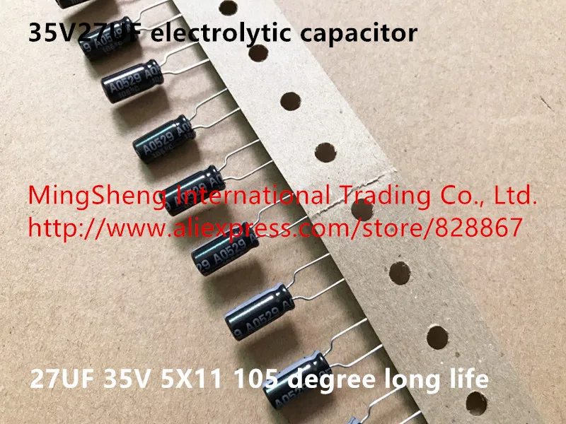 Оригинальный новый 100% 35V27UF 27 мкФ 35V 5X11 электролитический конденсатор 105 градусов