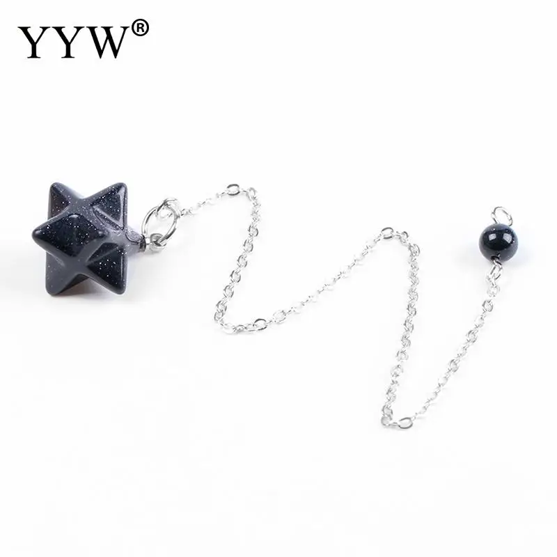 

YYW 2019 Merkabah Pendulums for Dowsing Divination Wicca Natural Gem Stones Chakra Reiki Pink Crystal Lapis Lazuli Onyx Pendant