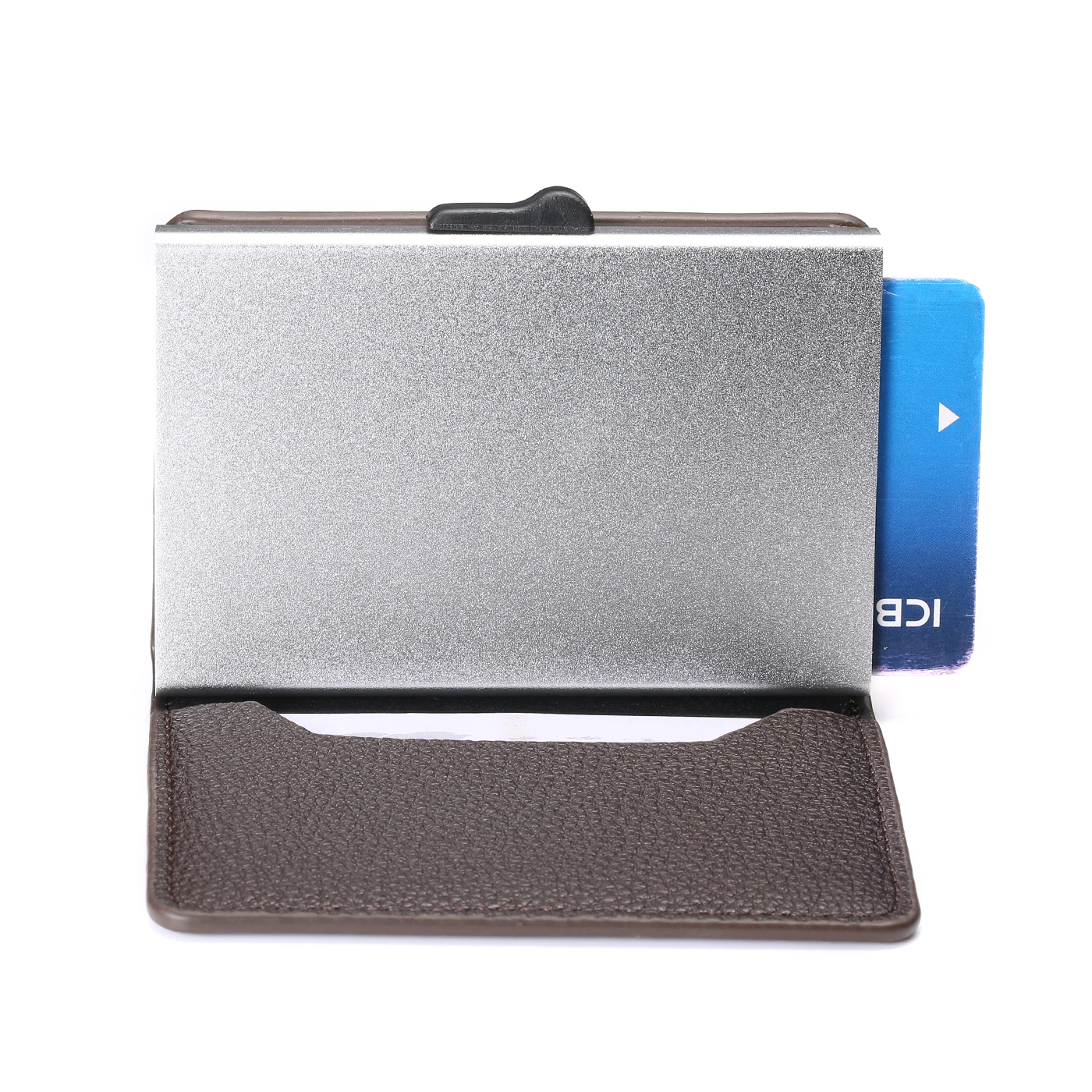 BISI GORO Бизнес держатель для карт с защитой от RFID, для карт бумажник Алюминий коробка модные кожаные сандалии; мягкие кожаные тонкий черный чехол для карт дропшиппинг