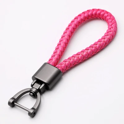 Роскошный кожаный автомобильный брелок, вращающаяся на 360 градусов Пряжка подковы, ручной работы, ювелирный брелок для ключей, держатель, натуральная Подвеска для сумки - Цвет: Pink