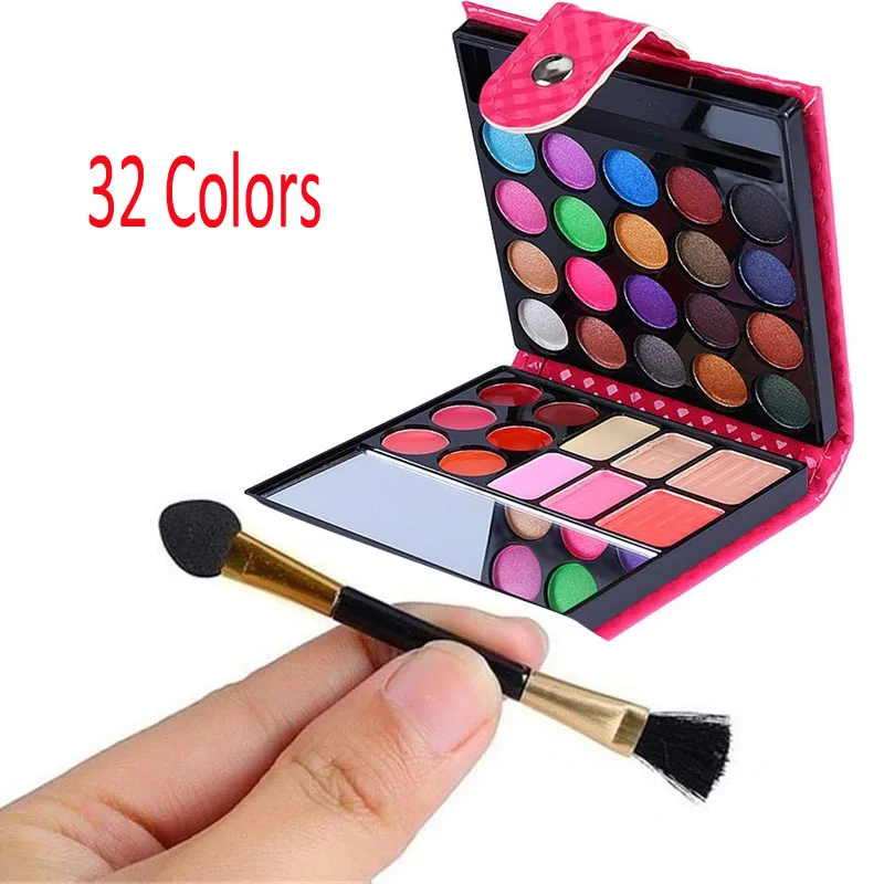 

32 Color Wallet Eye Shadow Blush Eyebrow 3 In 1 Trimming Brightness Glitter Waterproof Eyeshadow Palette Cosmetic Contouring Kit