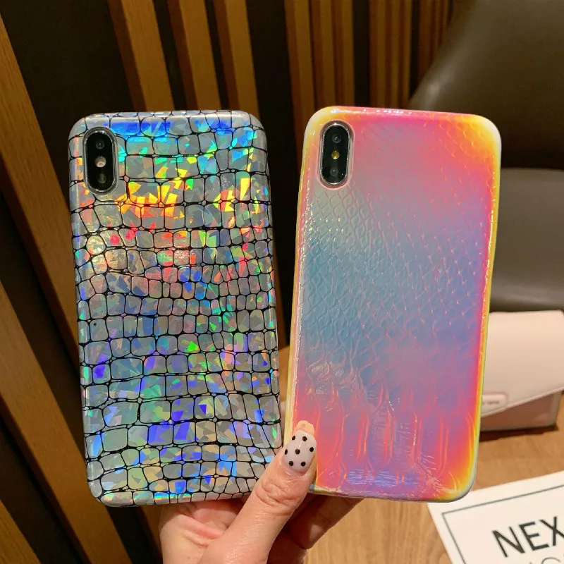 

Laser Symphony Phone Case for iPhoneX XR XS XSMAX Shiny BlingBling Phone Case for iPhone7 8 6 6S Cover