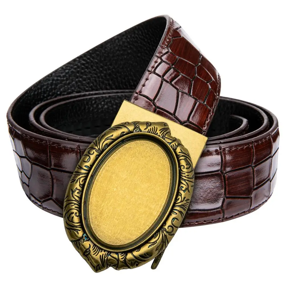 Ceinture à Cliquet Pour Homme - 3 Boucles + 1 Sangle En Cuir Véritable - Sans Trous - Ajustement Précis - Coffret Cadeau
