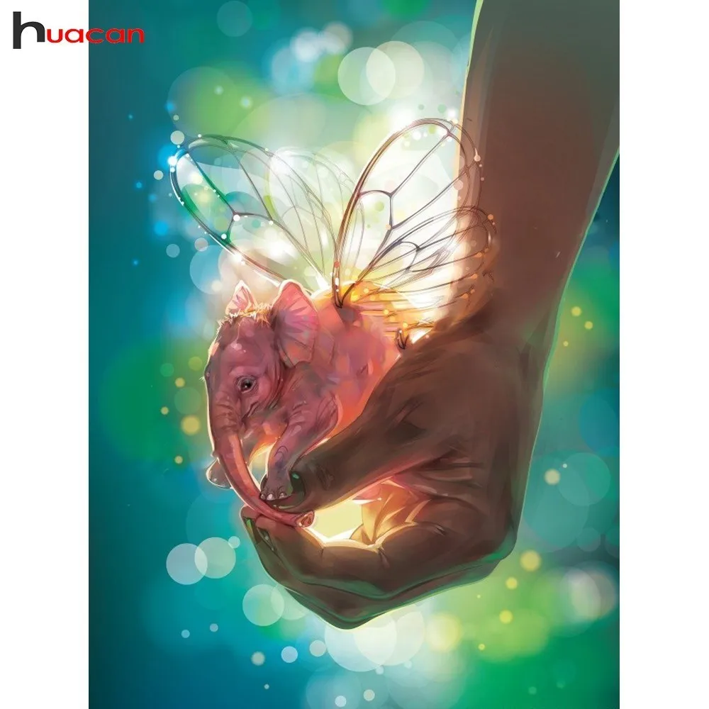 

HUACAN 5D DIY Diamond Painting Elephant Full Square Drill Picture Of Rhinestone Diamond Embroidery Animal Paint With Diamonds