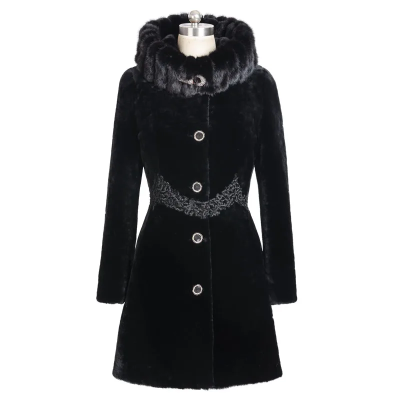 Ms. winter mink fur collar long coats in Australia sheep china fur
