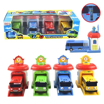 4pcs/set Scale model tayo the little bus children miniature bus plastic baby oyuncak garage tayo bus kids toys Christmas gift 1