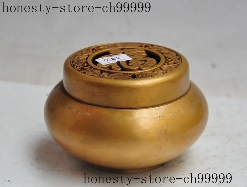 

Crafts statue old chinese pure bronze animal bat fu lucky statue incense burner Censer