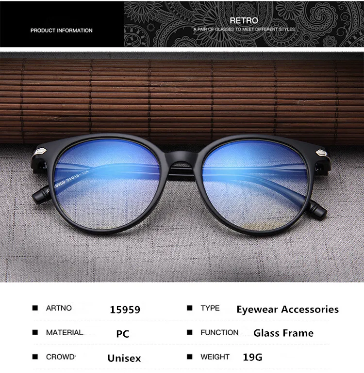 Yoovos Vintage Women Glasses Frame Anti Blue Light Eyeglasses Retro Round Clear Lens Glasses Optical Spectacle Frame UV400