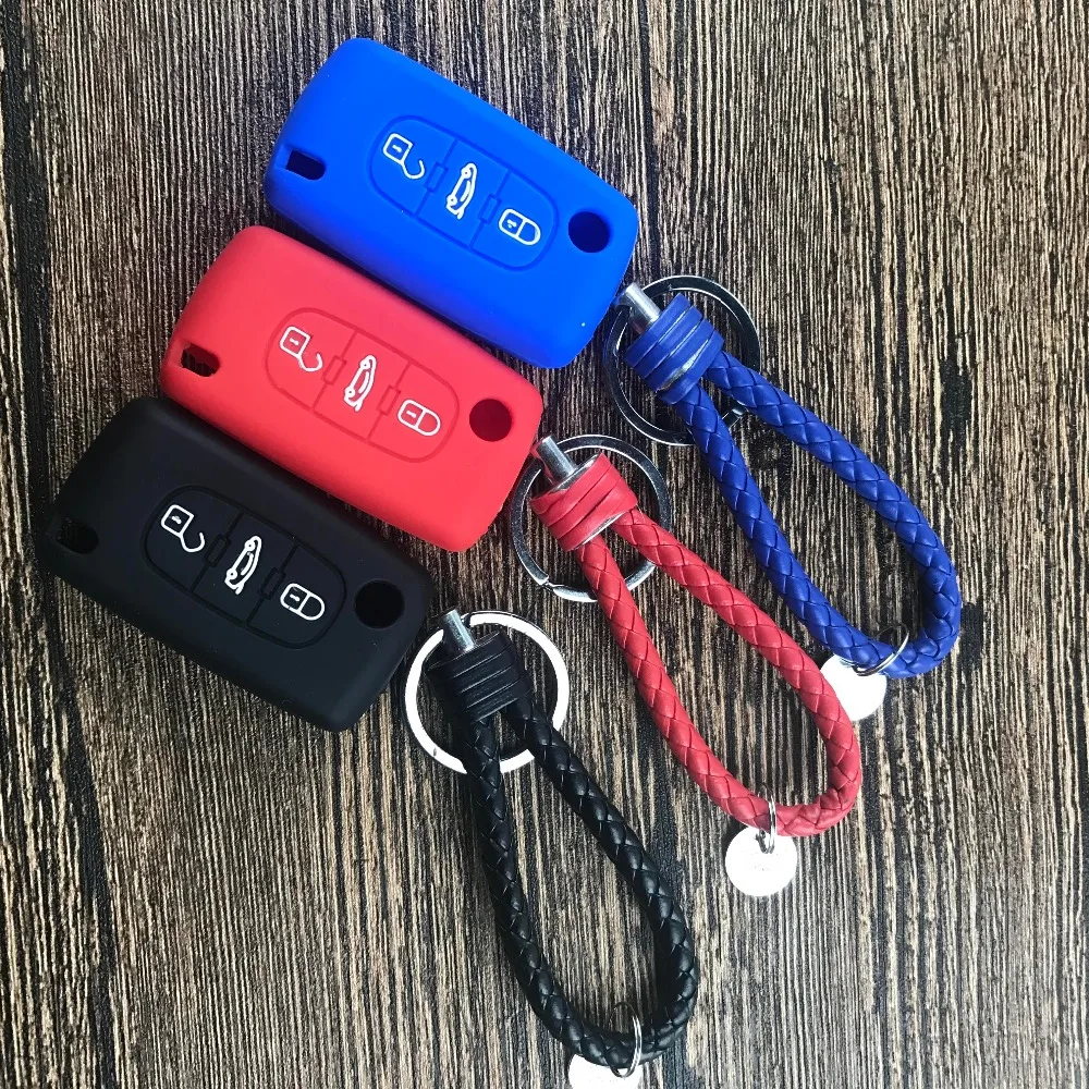 

Silicone 3 Button Flip Remote Key Case Shell Key Case Cover for PEUGEOT 208 207 3008 308 408 407 307 206 Car Styling
