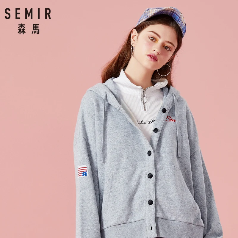 Куртка SEMIR женская с капюшоном и вышивкой спортивный пиджак карманами застежкой