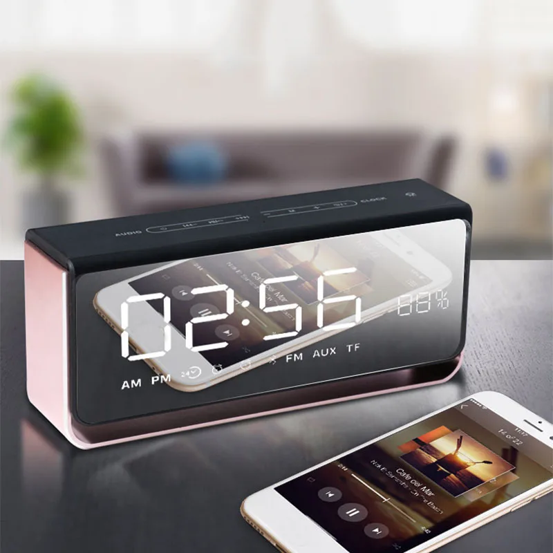 Смарт будильник зеркальные часы Ночная переносная лампа fm карта радио Bluetooth