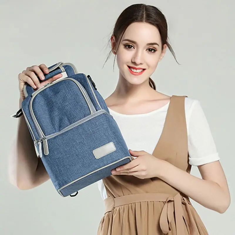 Школьный рюкзак двойной слой, Модная Портативная сумка-холодильник для еды, сумки для женщин, термо-Ланч-бокс, Детская сумка для молока
