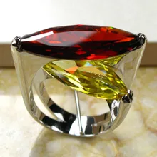 Enormes granate citrino anillo de plata 925 tamaño 6 7 8 9 10 R95