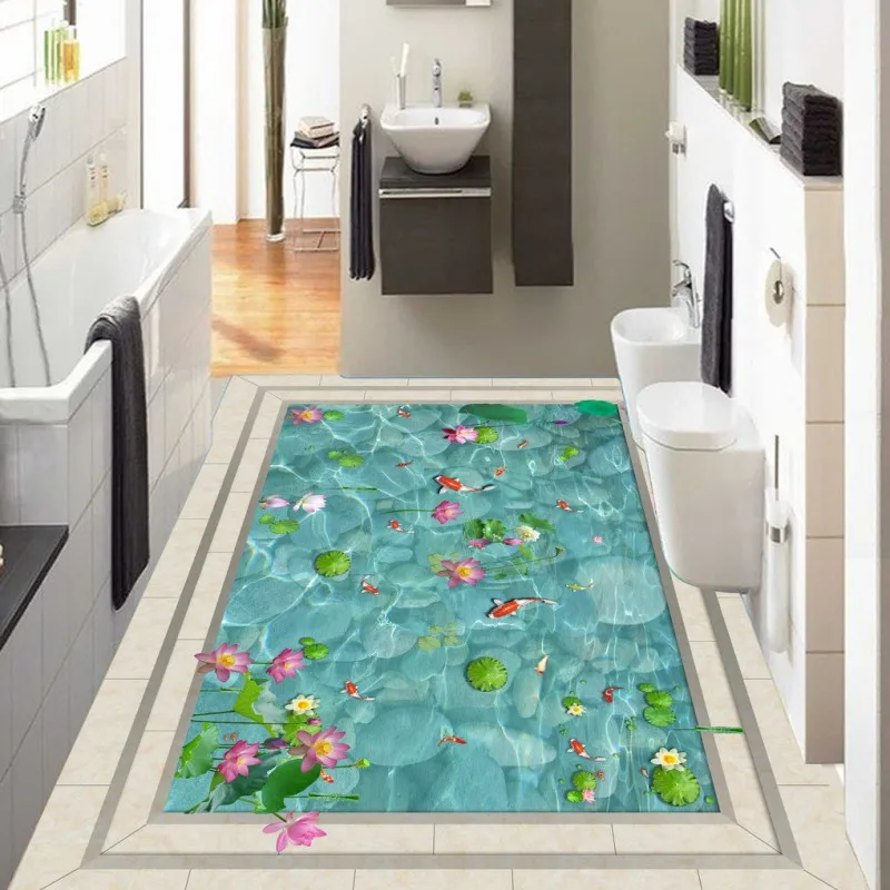 Free Shipping Lotus flower flooring wallpaper kitchen restaurant