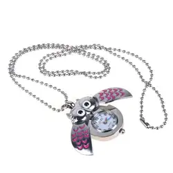 Ycyc! 5 * милый мини Сова карманные часы ожерелье-серебро и розовый