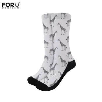

FORUDESIGNS Spring Women High Stocking Cartoon Giraffe Animal Pints Stylish Girls Cotton Warm Skirt Boots Stocking Wholesale