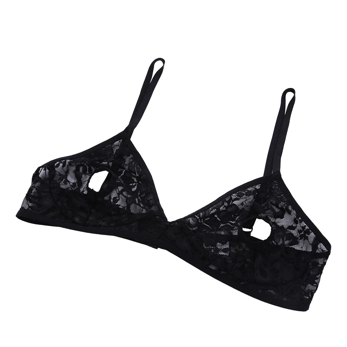 Sexy Tops for Women Clubwear Carnival Adult Costumes Lingerie Lace Floral Nipple Hollow Out Bralette Wire-free Unlined Bra Tops