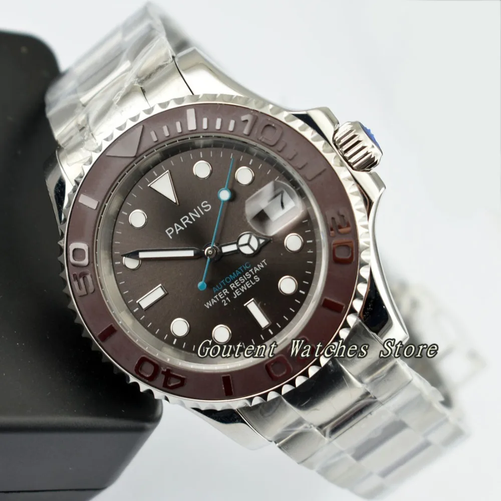 

41mm Parnis Ceramic Bezel Coffee Dial Automatic Men's Watch