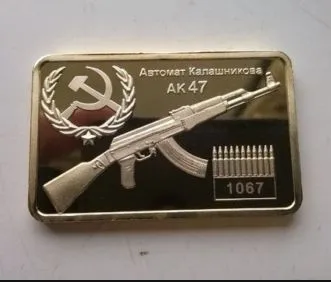 AK 47 Золотой квадрат художественные подарки для коллекции сувенир для подарка Золотой бар 1 унция 24 К позолоченный слиток бар